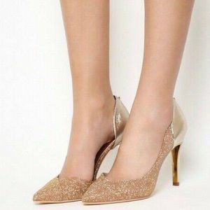 Ted Baker Giulla Gold Metallic Heels Size 37